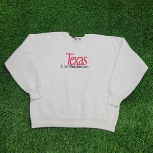 Vintage 80s Texas Sweatshirt Womens Large 20x20 White Boxy